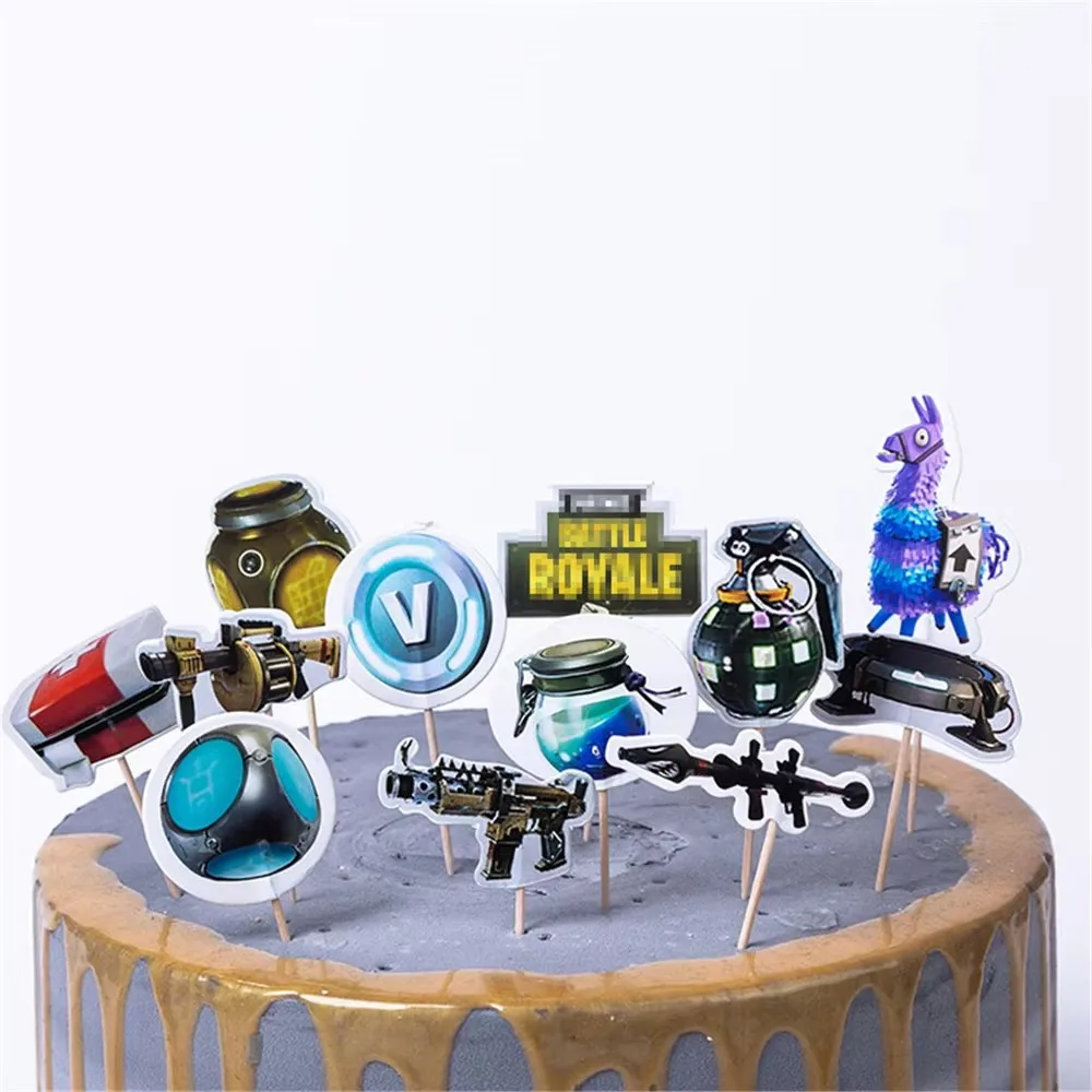 Hot Shooting Game Fortnition Plate Cup Kit Kids Gift Boys Birthday Party Decoration Sticker Cake Topper Candy Bag Baby Shower view 4