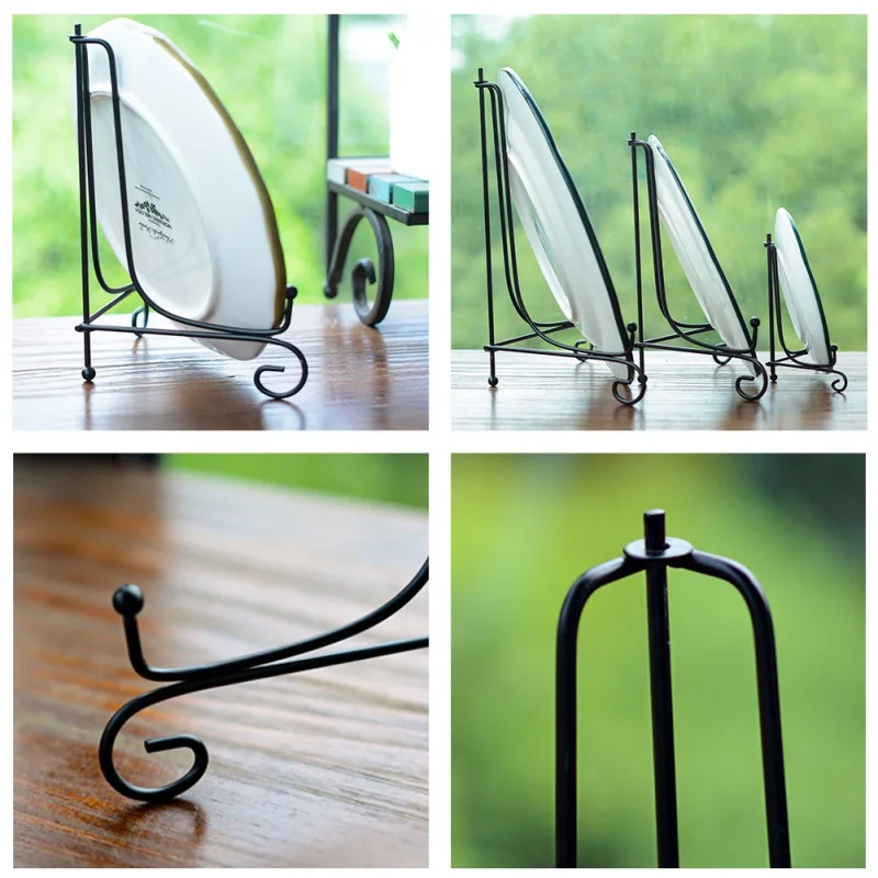 Iron Display Stand Metal Easel Stand for Picture Frame Decorative Plate Book Photo Anti-Slip Display Dish Rack Shelf Home Decor