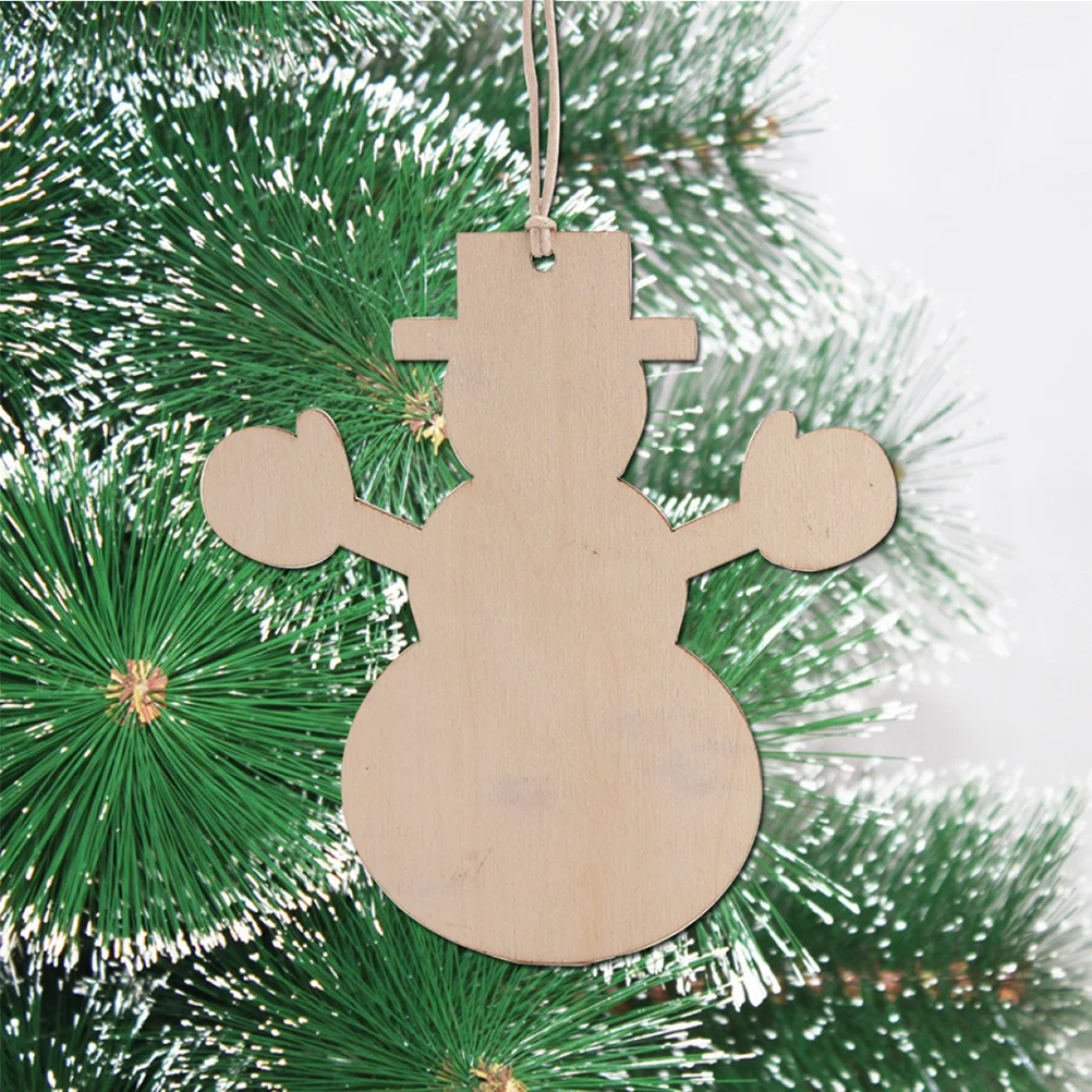 

20Pcs Wood Christmas Tree Hanging Ornaments Snowman Design DIY Rustic Party Decorations Natural Wooden Pendants Xmas Hanging