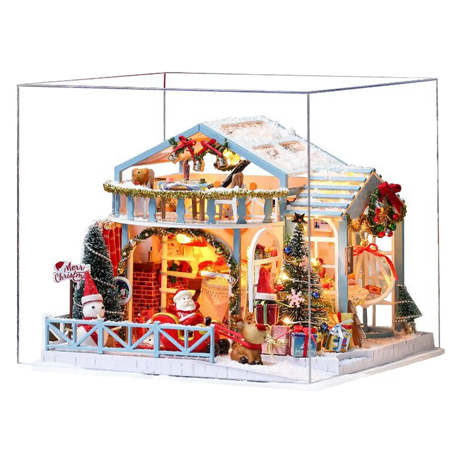 

Wooden Christmas Miniature Furniture Kit with Birthday Gifts for Women and Girls with Dustproof Cover