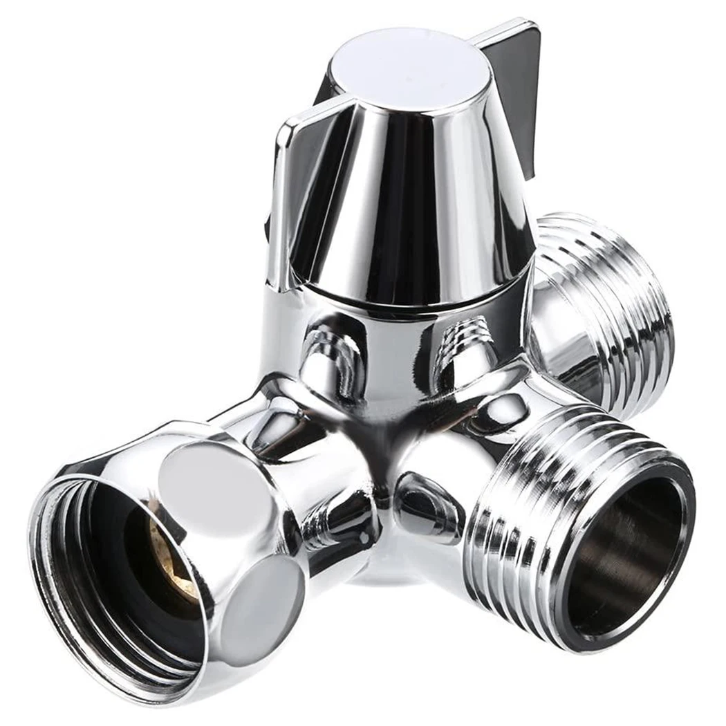 

Brass Diverter Splitter Switch T-Adapter Toilet Valve 3 Way Water Home Hose Replacement Rotating Shower Bathroom