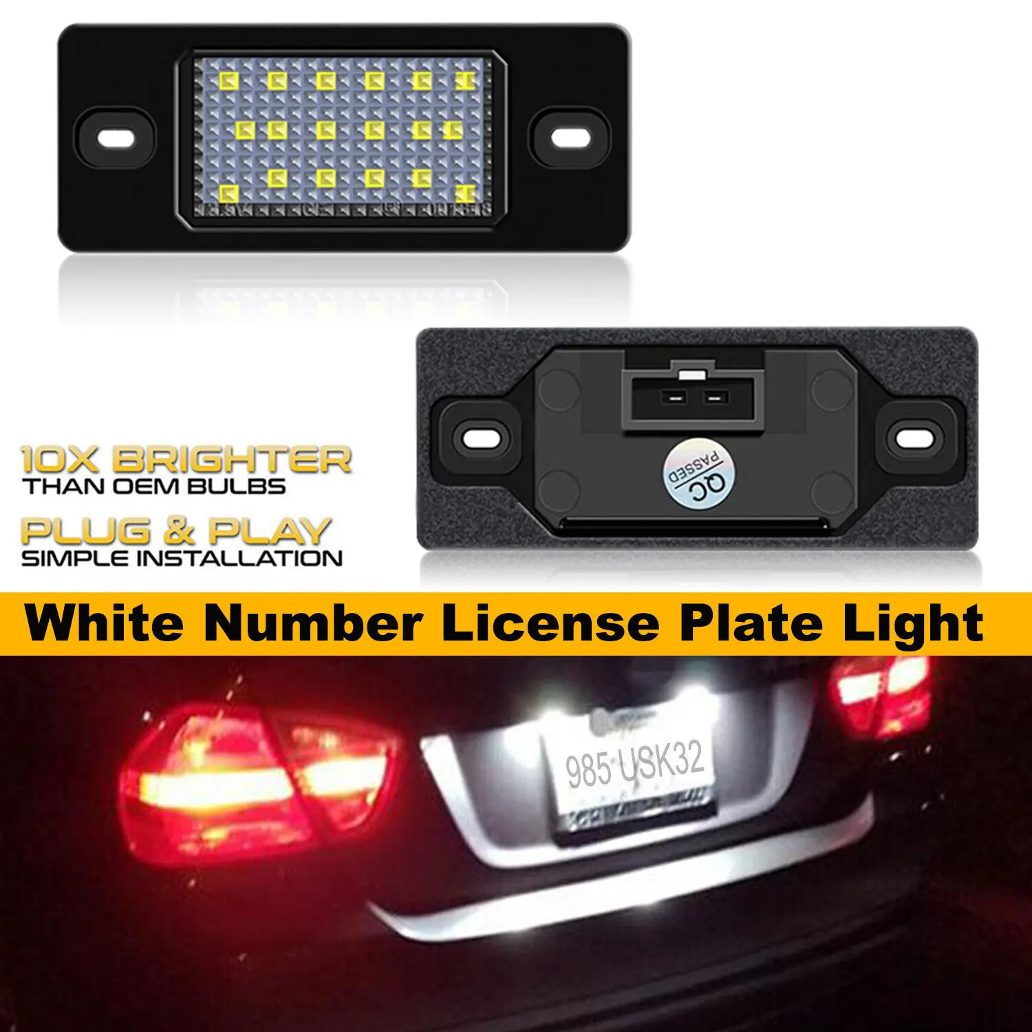 

Winetis 6000K White LED License Number Plate Tag Light Lamps For Cayenne VW Touareg Golf 5D Error Free