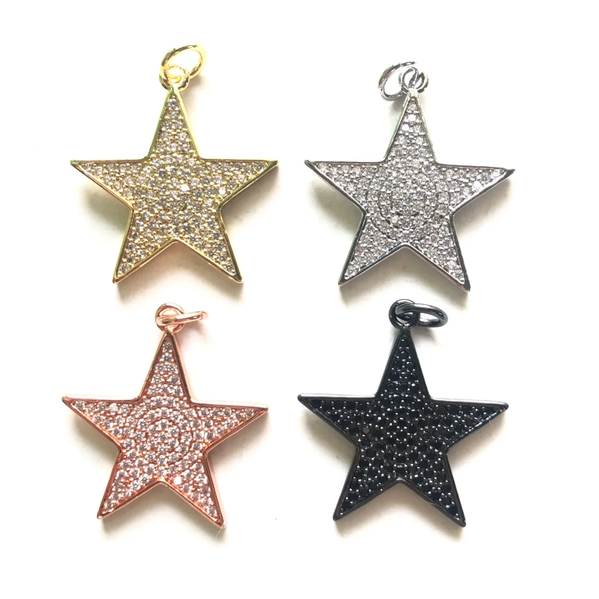 5pcs Zirconia Paved Star Charm for Women Bracelet Necklace Making Gold-Plated Pendant Handmade Craft Jewelry Accessory Wholesale