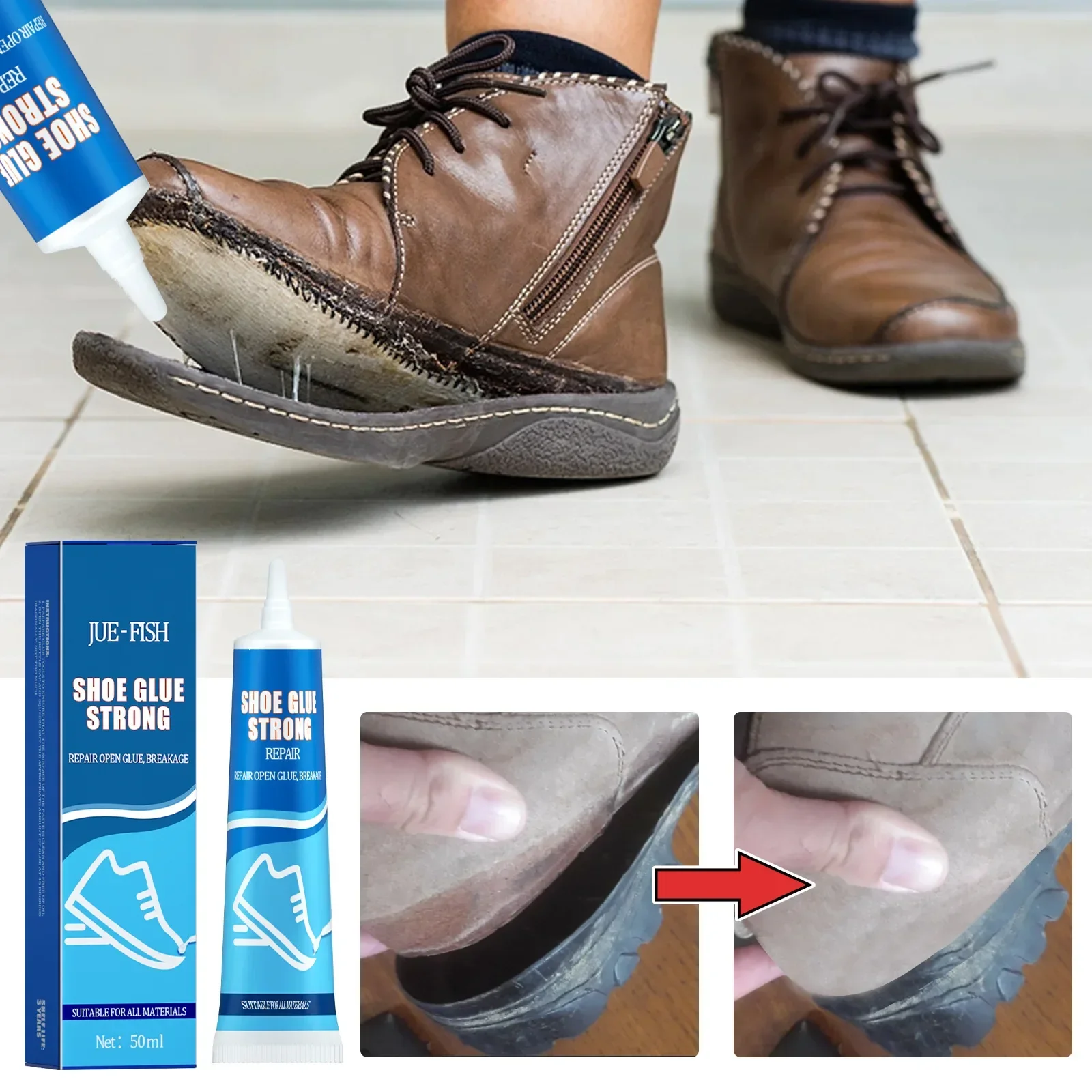 

50g Strong Shoe Glue Adhesive Worn Shoes Repairing Glue Sneakers Boot Sole Bond Adhesive Shoemaker Fix Mending Liquid Tool