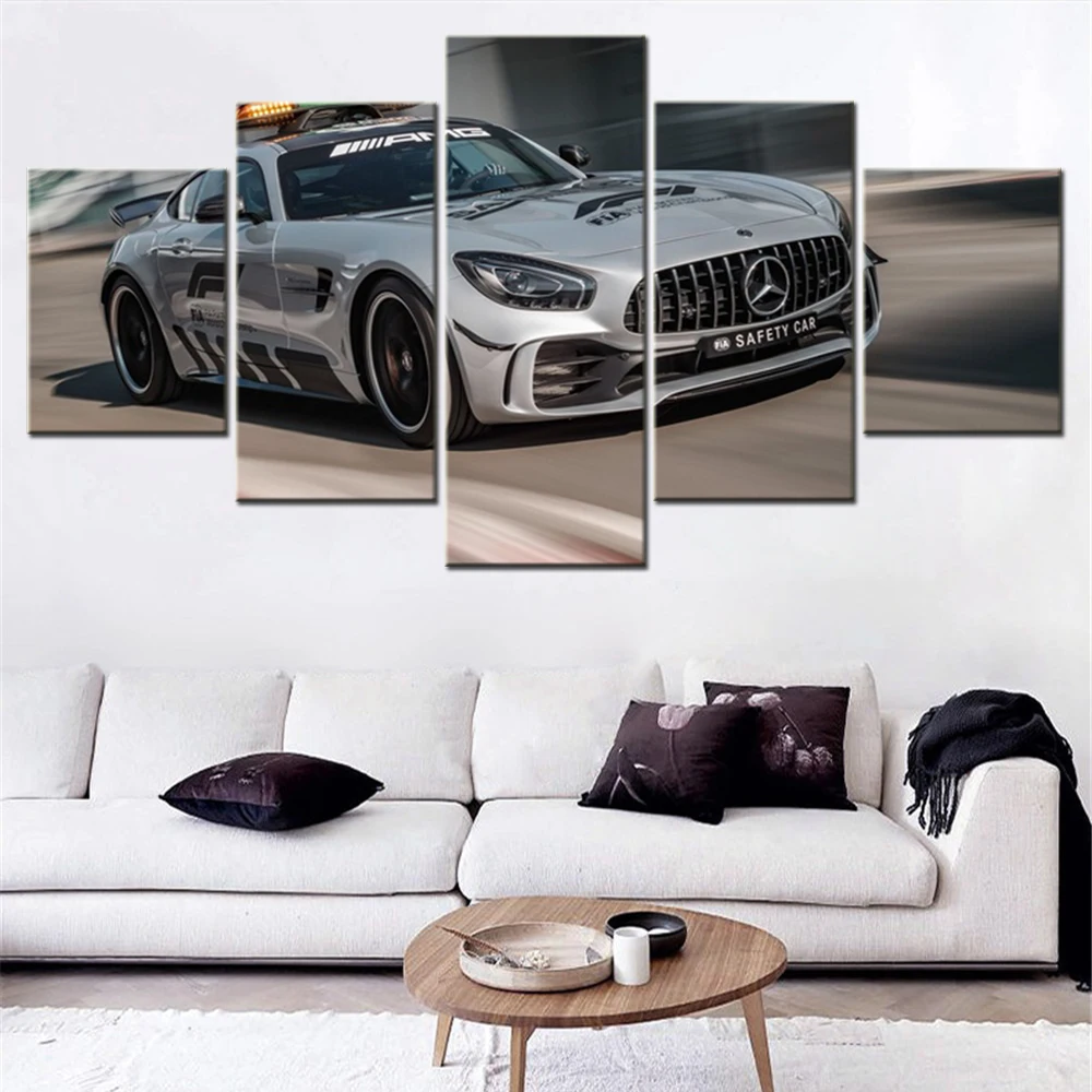 Formula 1 Canvas Wall Art Poster Safety Car Wallpaper Home Decor Modular Picture Print Living Room Artwork 5 Pieces Mural