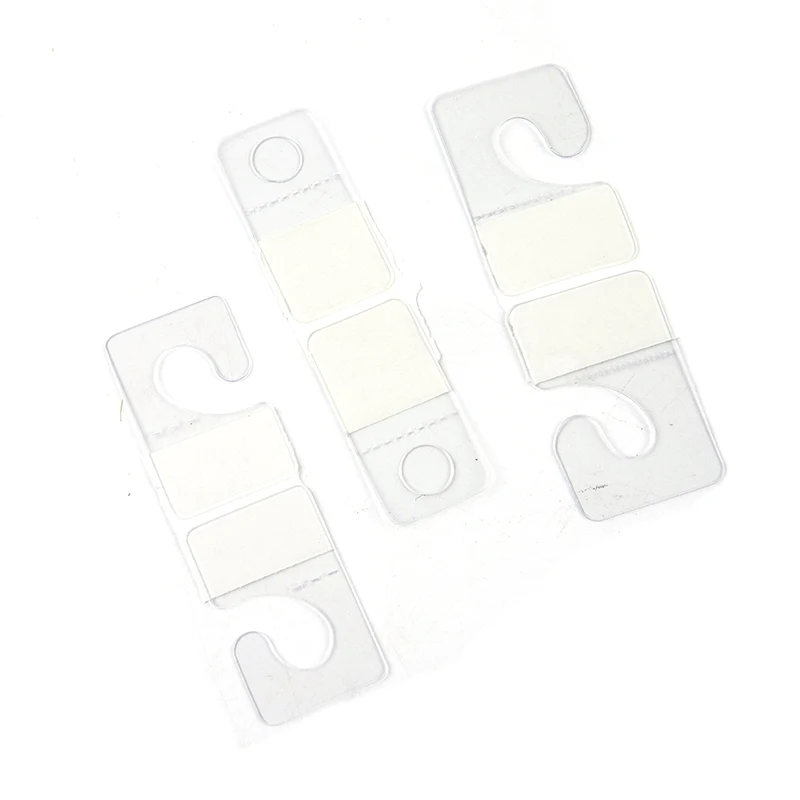 100 Pcs PVC Slot Hole Adhesive Hang Tabs Hook Merchandise Package Box Bag Hangers Peghooks Display For Store Retail