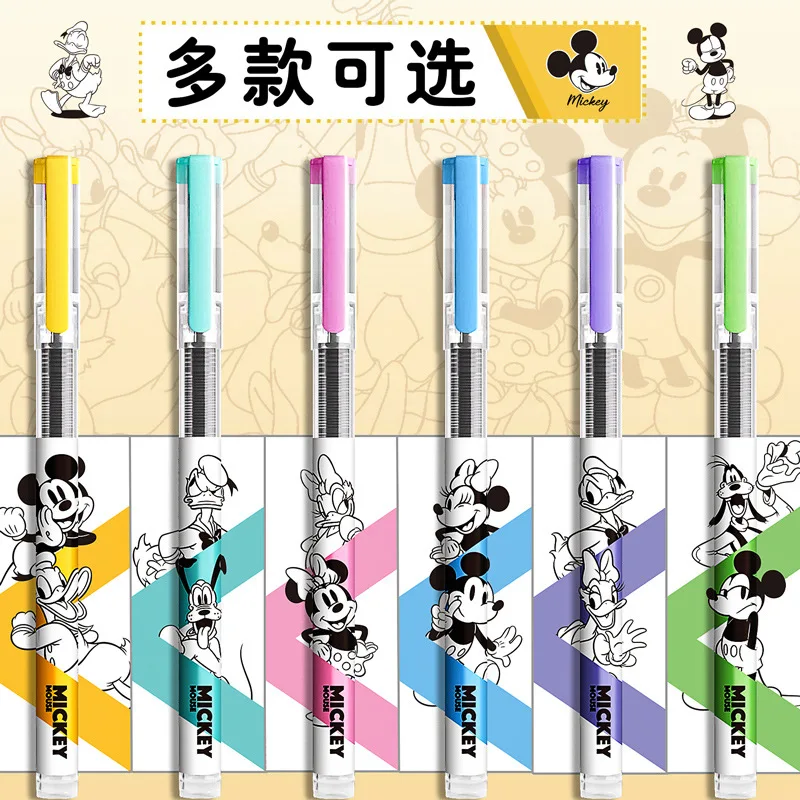 6 Buah Pena Gel Disney Mickey Pena Bolpoin Cair Lurus Alat Tulis Siswa Kawaii Hadiah Alat Tulis Perlengkapan Kantor Sekolah