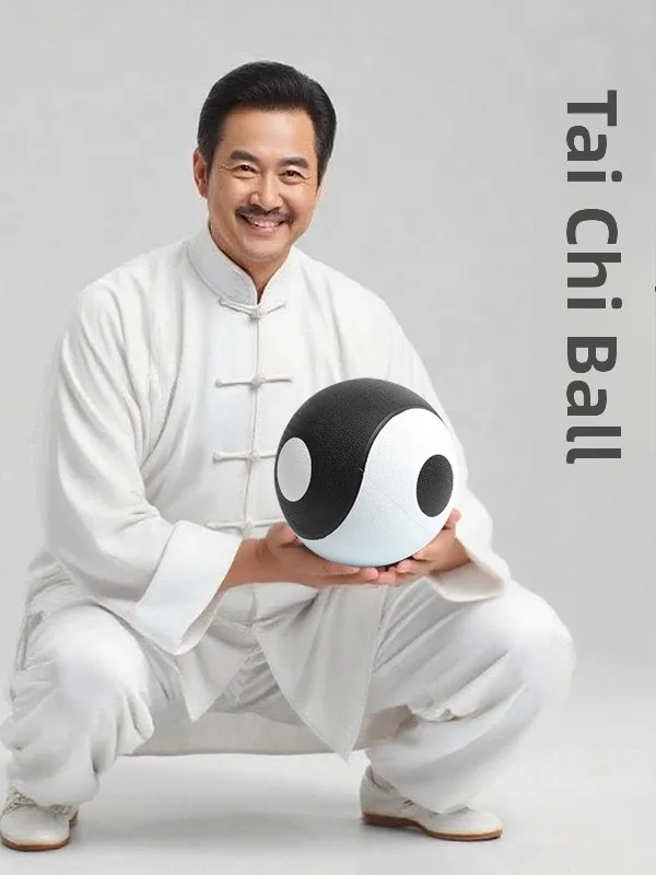 Pelota de Tai Chi Pintada a Mano en Blanco y Negro, Material de Goma Resistente a Roturas, para Ejercicio, Yoga y Bienestar