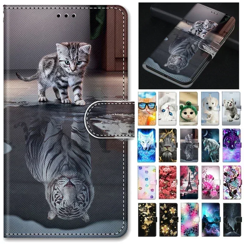 Redmi13C Leather Case for Xiaomi Redmi 13C 12 5G Flip Wallet Cases for Redmi 12 Redmi 12C Capa Cartoon Magnetic Book Strap Cover