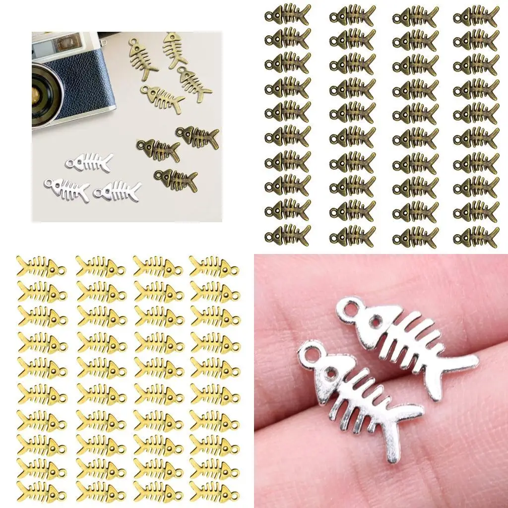  Bulk 40 Elegant Fishbone Charm for Jewelry Making and Decorative Accessories
