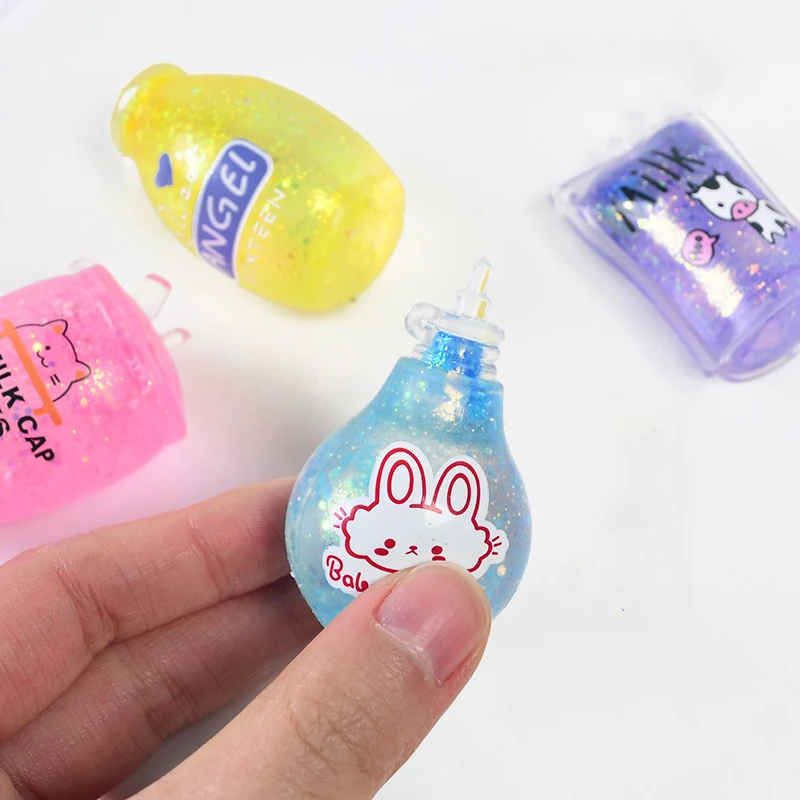 4 pcs kawaii Mini Cartoon Small Milk Tea Cup Maltose Baby Bottle Squirm Soft Milk Tea Cup Stress Relief Pinch Squeeze Toys Kids