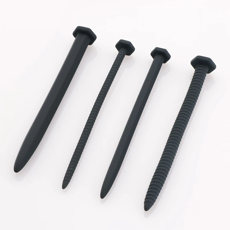 6mm 8mm 10mm 12mm For Men Nail Penis Plug Urethral Sounds Dilator Soft Silicone Urethral Screw Insert Rods Sounding Sex Toys 18