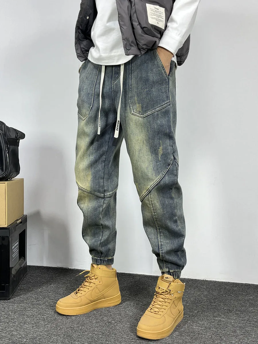 

Waed Denim Casual Pants Loose Trousers Men's Spring New Sle Harlan Pants Cuffed Vintage Versatile American Sle Jeans