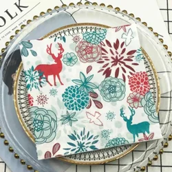 20pcs/Pac Colorful Napkins Christmas Moose Fireworks Table Mouth Cloth Paper Napkins Holiday Party Square Paper Napkins 33cm