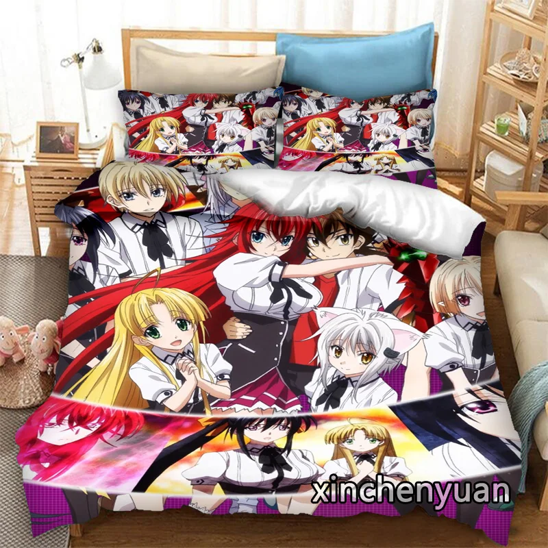 Imagem -04 - Phechion Anime High School Dxd 3d Impressão Conjunto de Cama Capas Edredon Fronhas um Pedaço Consolador Conjuntos Roupas Cama K252