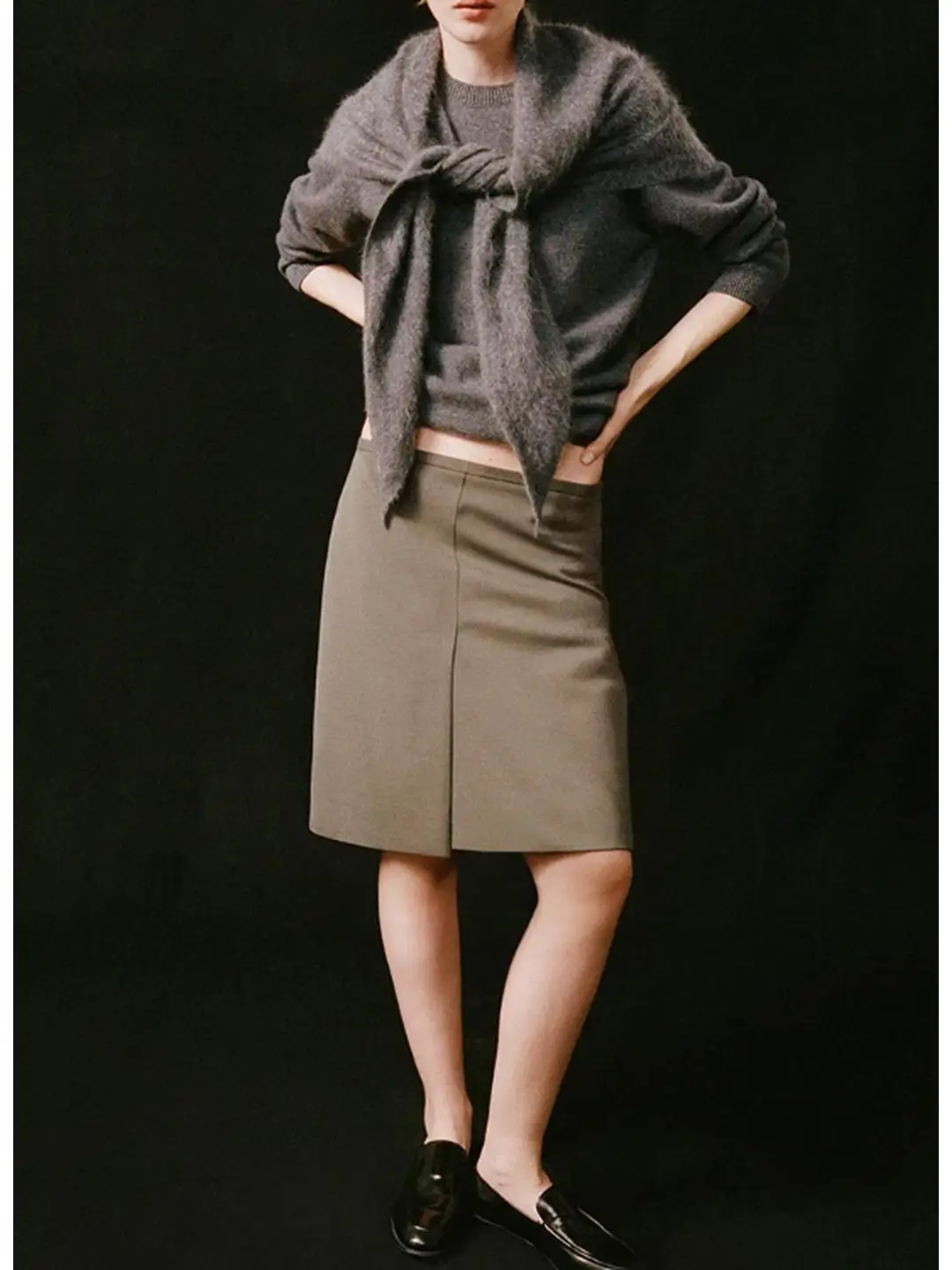 تنورة قلم رصاص مناسبة للركاب من الألياف المختلطة لمستودع العمل في أوائل الخريف، تنورة متعددة الاستخدامات بمقاس كبير