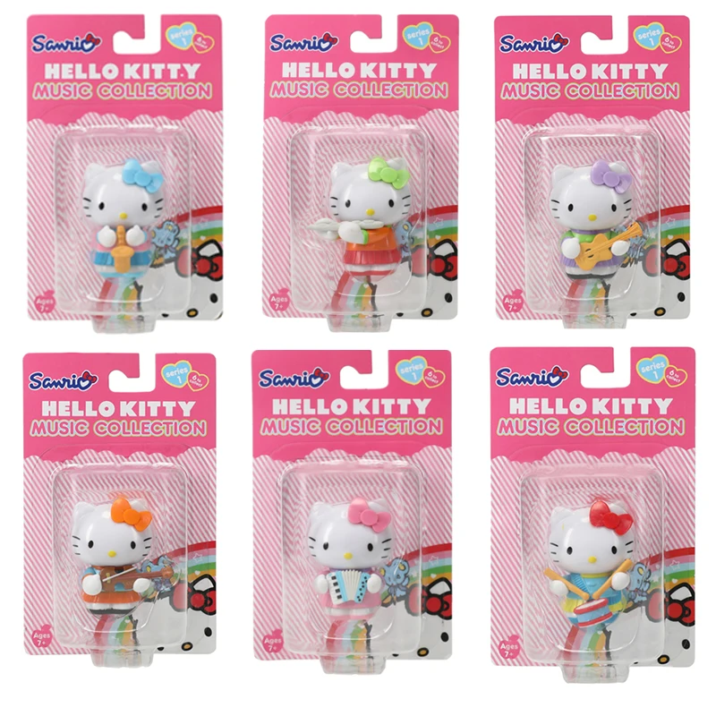 

Hello Kitty Music Collection Series 1 Flute Drum Saxophone Guitar Violin Accordion Collectible Figurines Toy for Girls Dolls