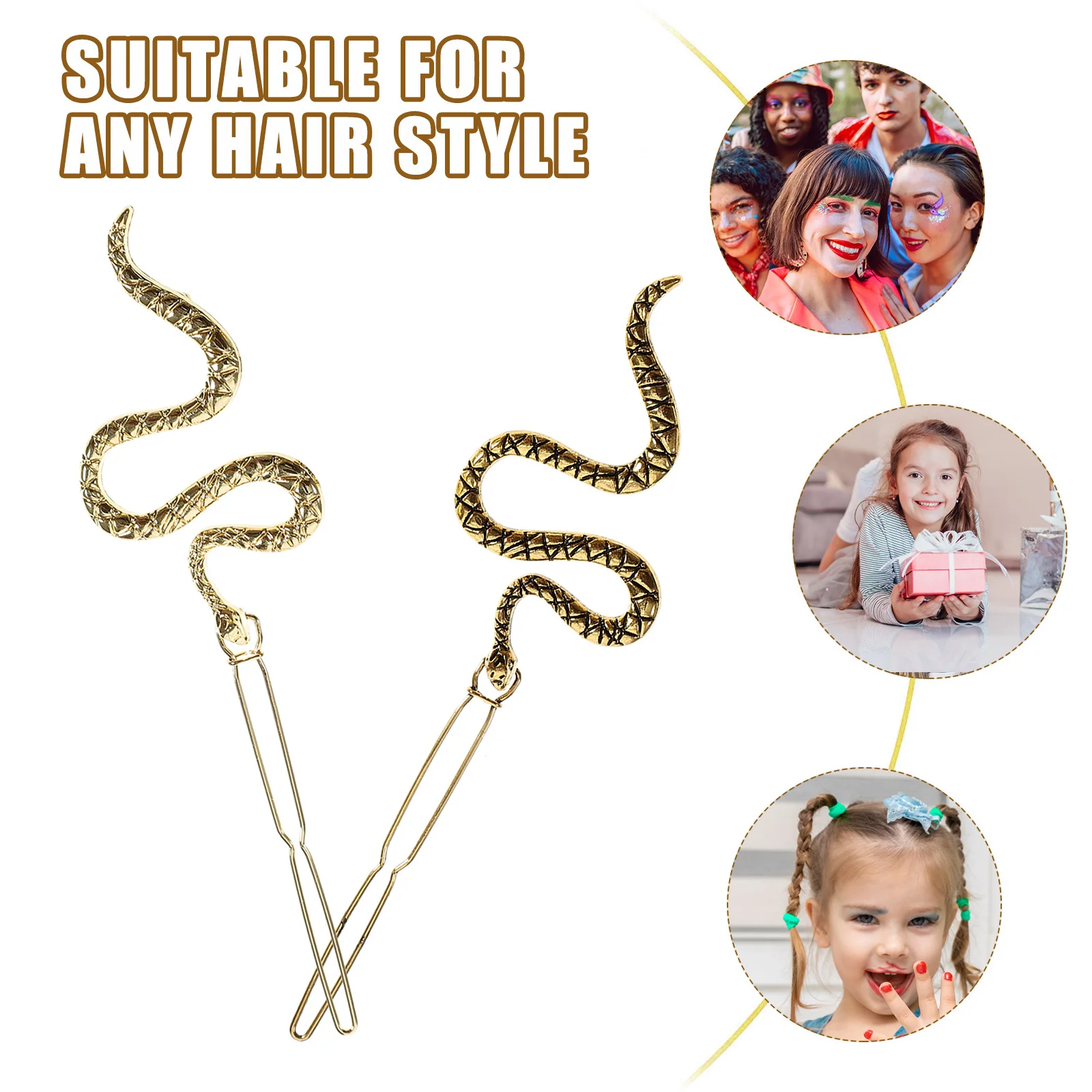 

4Pcs Snake Shape Metal Hair Clip Hairpin for Women Girls Fashion Hairpins Ideal for Party Wedding Casual Daily Use