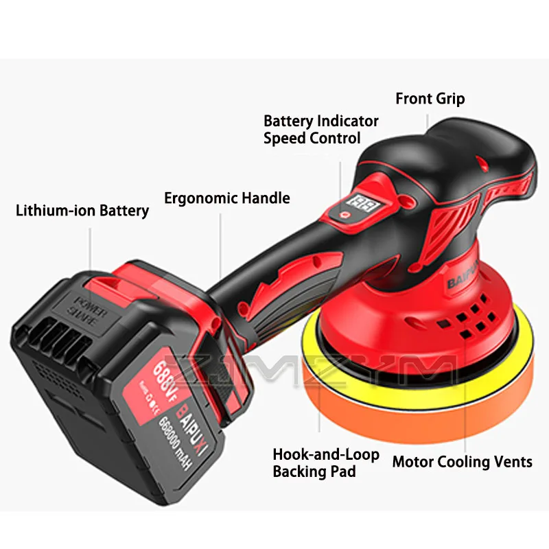 Cordless Car Polisher Waxer Multifunctional Household Commercial Use Machine for Car Washing Cleaning Waxing and Polishing