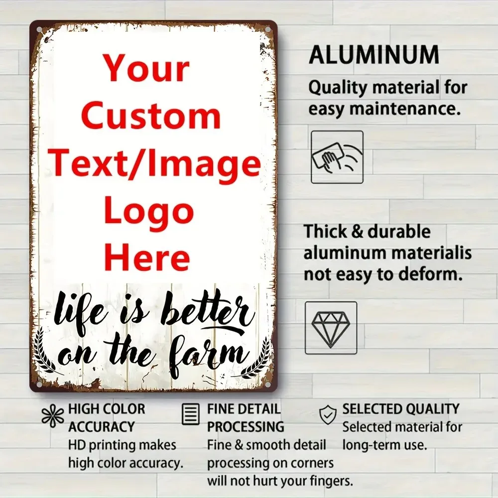 CIFbuy Customizable Aluminium Sign 8x12in, Life Is Better on the Farm Yard Plaque Garage Kitchen Garden Bar Cafe Wall Decor