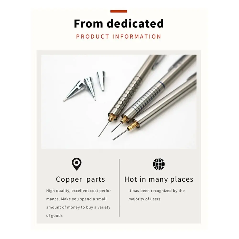 Creative Silver Metal Mechanical Pencil 0.3/0.5/0.7/0.9mm Automatic Pencil Sketch Comics Design Propelling Pencil Writing Tool