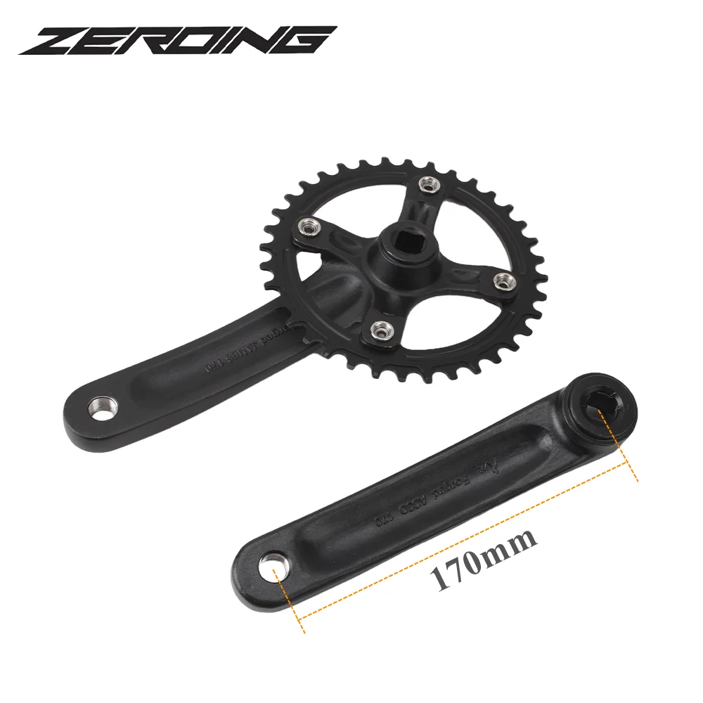 ZEROING Bicycle Crankset 104BCD Mountain Bike Square Hole Crank 170mm Narrow Chainrings 32T 34T 36T 38T Sprocket MTB Crankset