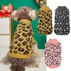 Lovely Pink Leopard Pet Dog Clothes Soft Winter Puppy Sweater Overalls York Dog Knitted Breathable Sphinx Cat Sweatshirt