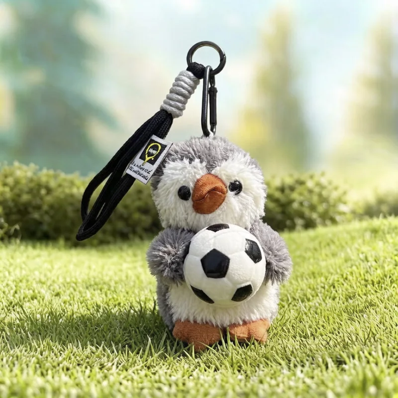 Cute Soccer Penguin Keychain Pendant Cool Plush Dolls Toy Keychain Charms Girls Handbag Charms Creative Little Gifts For Couples view 4