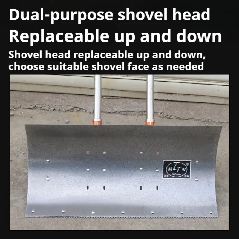 Dual-Use Wheeled Snow Shovel Sawtooth Edge Adjustable Handle Snow Pusher Driveway Patio Multifunctional Winter Snow Removal tool