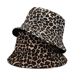 2024 Spring/Summer Outing Sun-proof Hat Reversible Leopard Print Bucket Hat Big Brim Fisherman Cap Unisex Fishing Hat