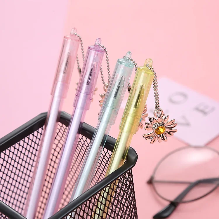 

50 шт., подвеска с драгоценным камнем хризантемы, гелевая ручка, милая студенческая подвесная ручка, креативные офисные канцелярские принадлежности, водонепроницаемая ручка, гелевые ручки