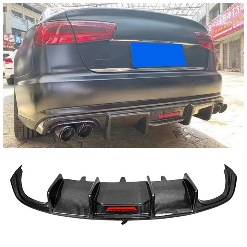 

New！ For Audi A6 S Line S6 C7 2012 2013 2014 2015 Real Carbon Fiber Rear Diffuser Kit Lip Spoiler High Quality Refits Splitters