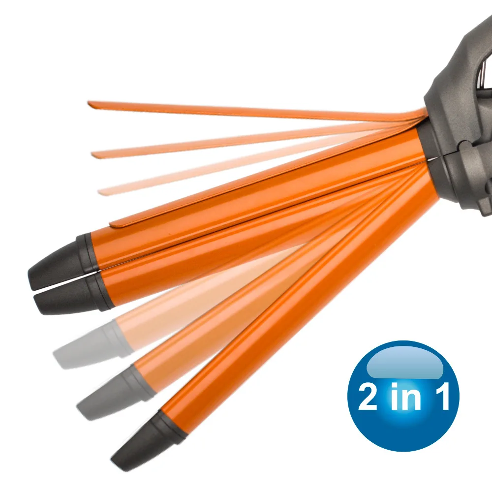 مكواة تجعيد الشعر اثنين في واحد، جبيرة سيراميك جافة ورطبة، تجعيد مستقيم ثنائي الغرض، أداة تجعيد كبيرة