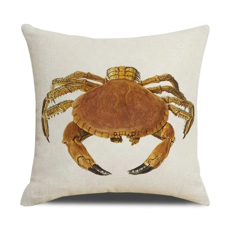 Shell Conch Marine Life Printed Linen Cushion Cover 45x45cm Pillow Covers Summer Home Seat Sofa Car Decorative Throw Pillowcase