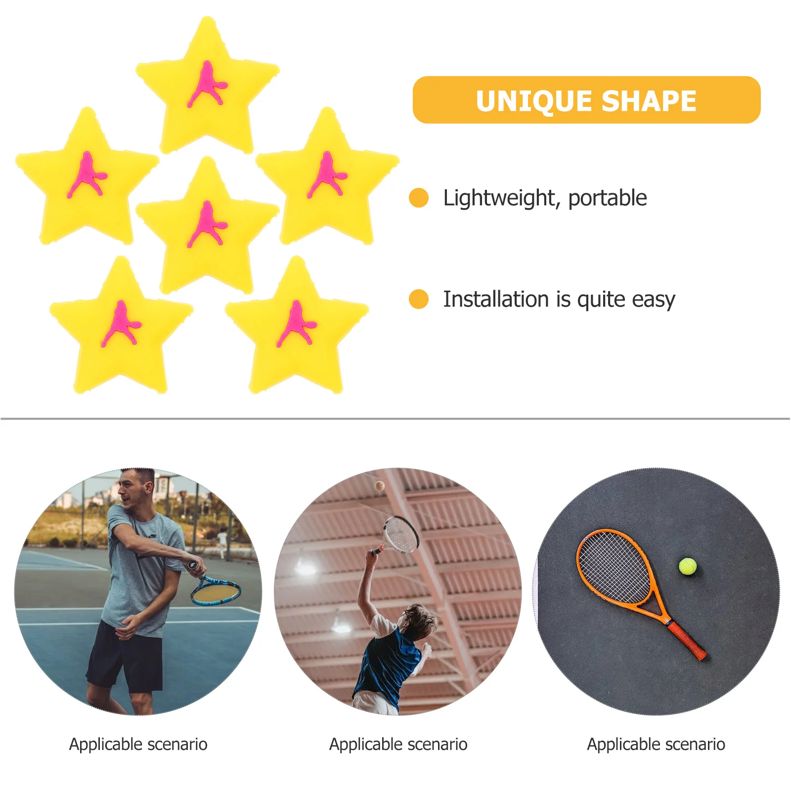 6 Pcs Cartoon Tennis Racket Shock Absorber Rubber Racquet Vibration Dampeners Accessory