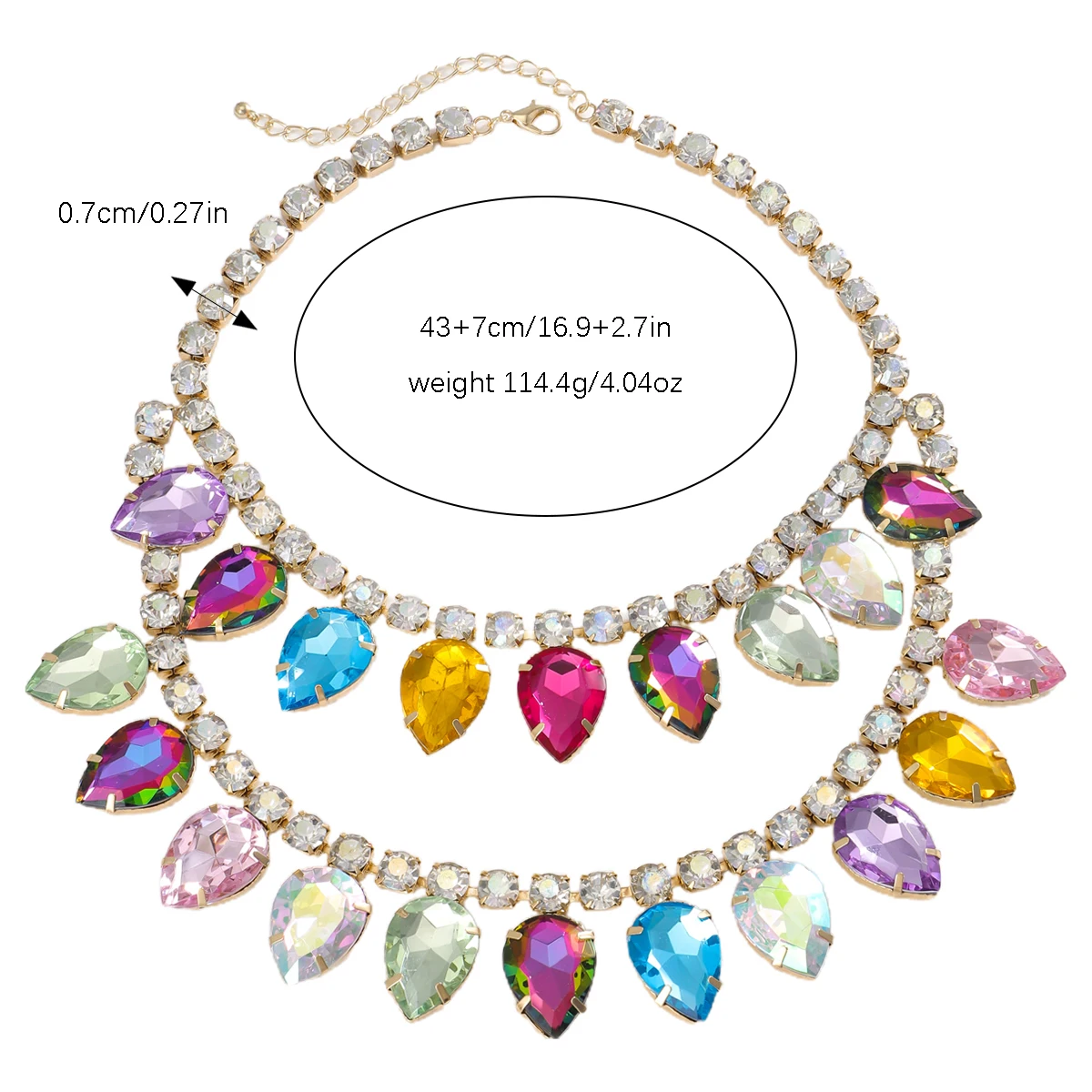 girlgo Luxury Necklace Earrings Sets Colorful Rhinestone Necklace Women\'s Wedding Bridal Jewelry Accessories
