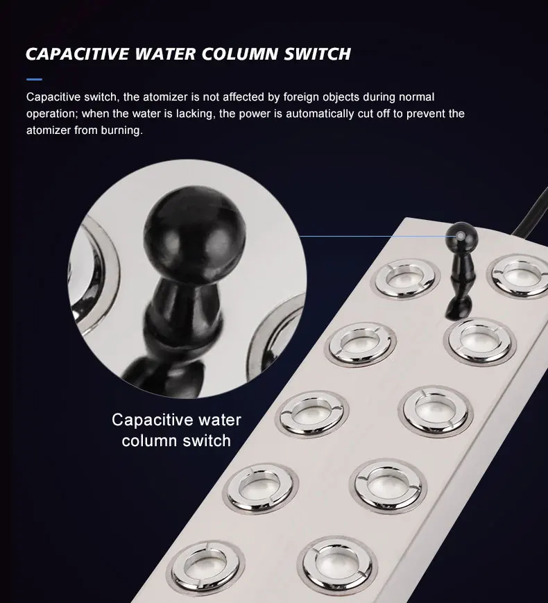 TOJJE Factory Stainless Steel 12 Head Ultrasonic Atomizer Fogger Mist Maker for Aquarium Rockery Fountain Landscape Mushroom