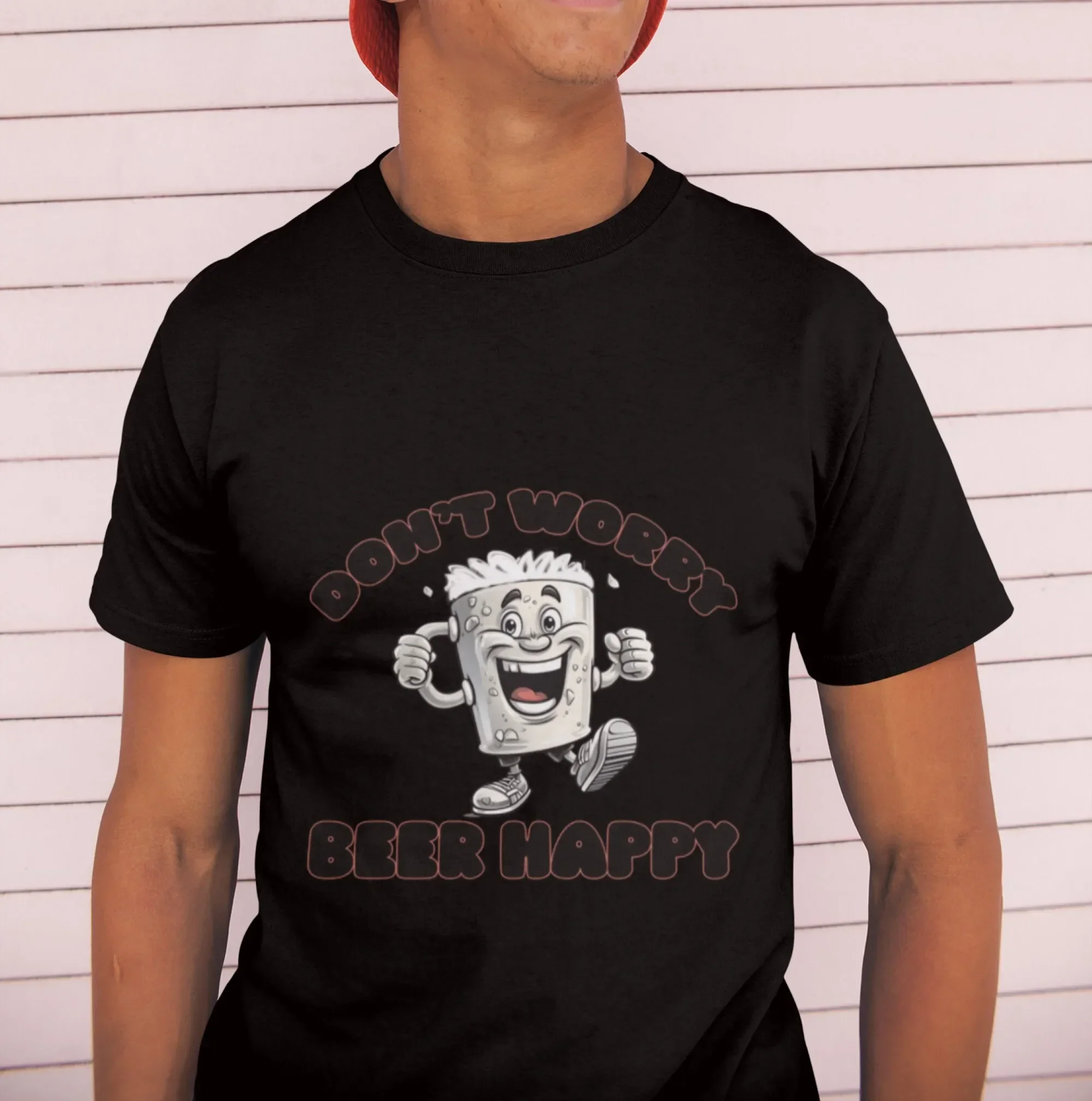 Beer mug T Shirt Don worry happy tee Fun drinking lovers pub landlord Barmaid gift Party