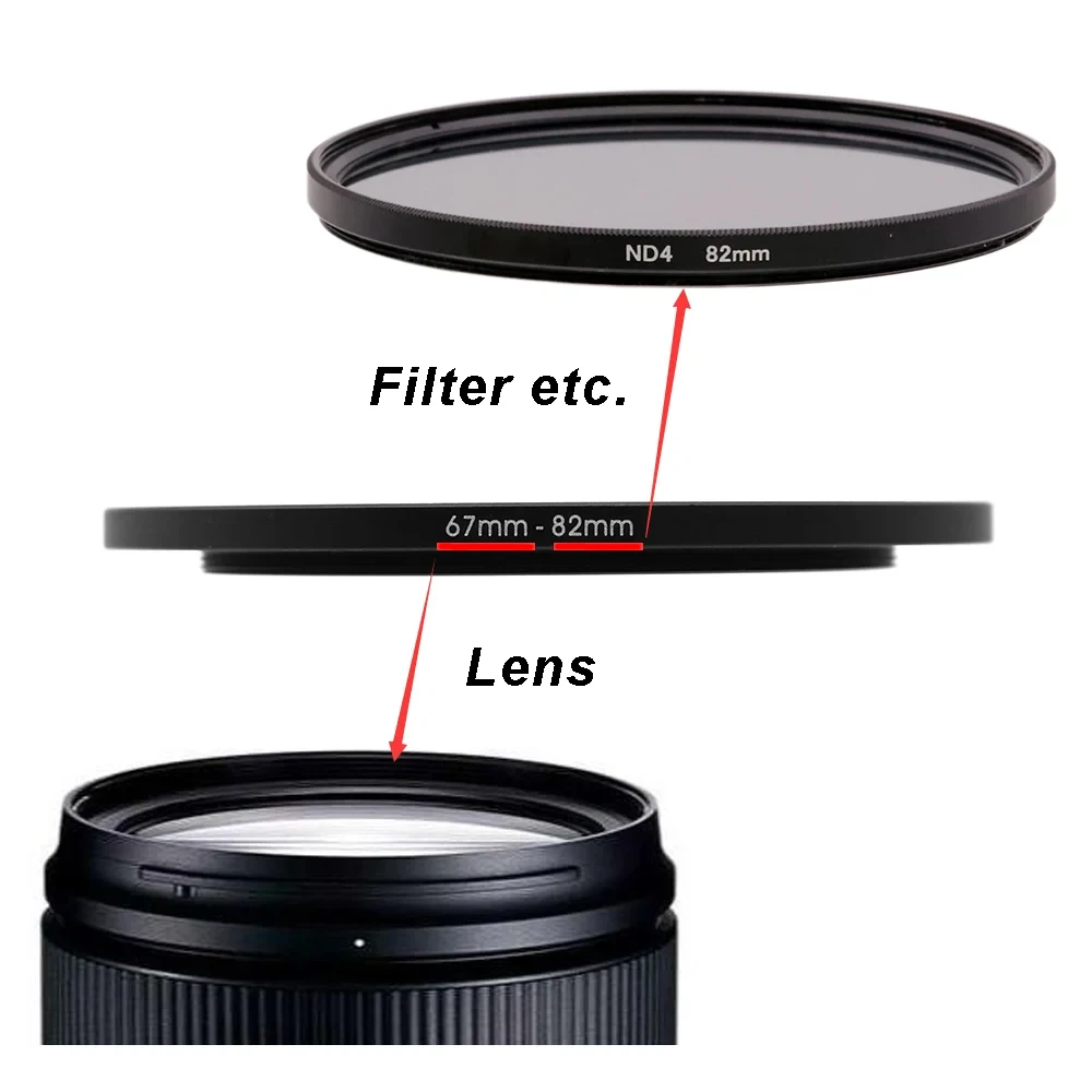 Camera lens Filter Adapter Ring Step Up Ring Metal for 46mm lens - 49 52 55 58 62 67 72 77 82mm UV ND CPL Lens Hood etc.