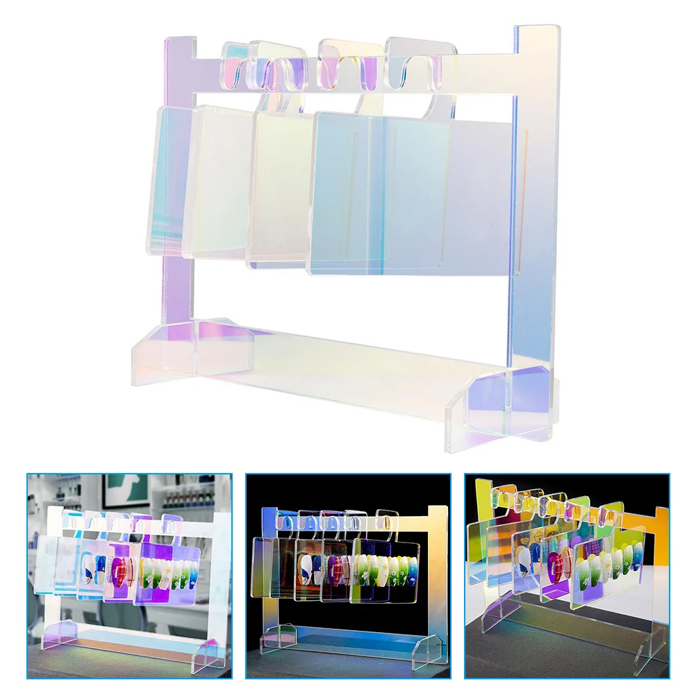 

1Set Holographic Nail Art Hanging Display Durable Acrylic False Nail Tips Board Manicure Display Frame Holders Salon Supply