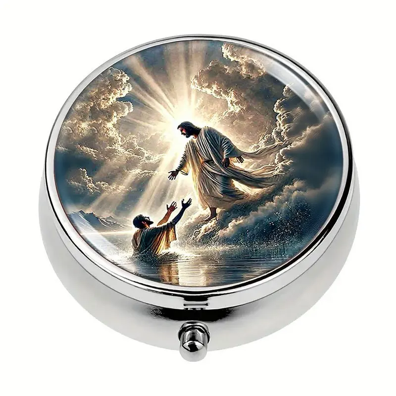 A lightweight, round, three-compartment pill box with a cloud figure design. Made of metal, it is the perfect travel companion, ideal as a birthday or holiday gift or for organizing pills and vitamins