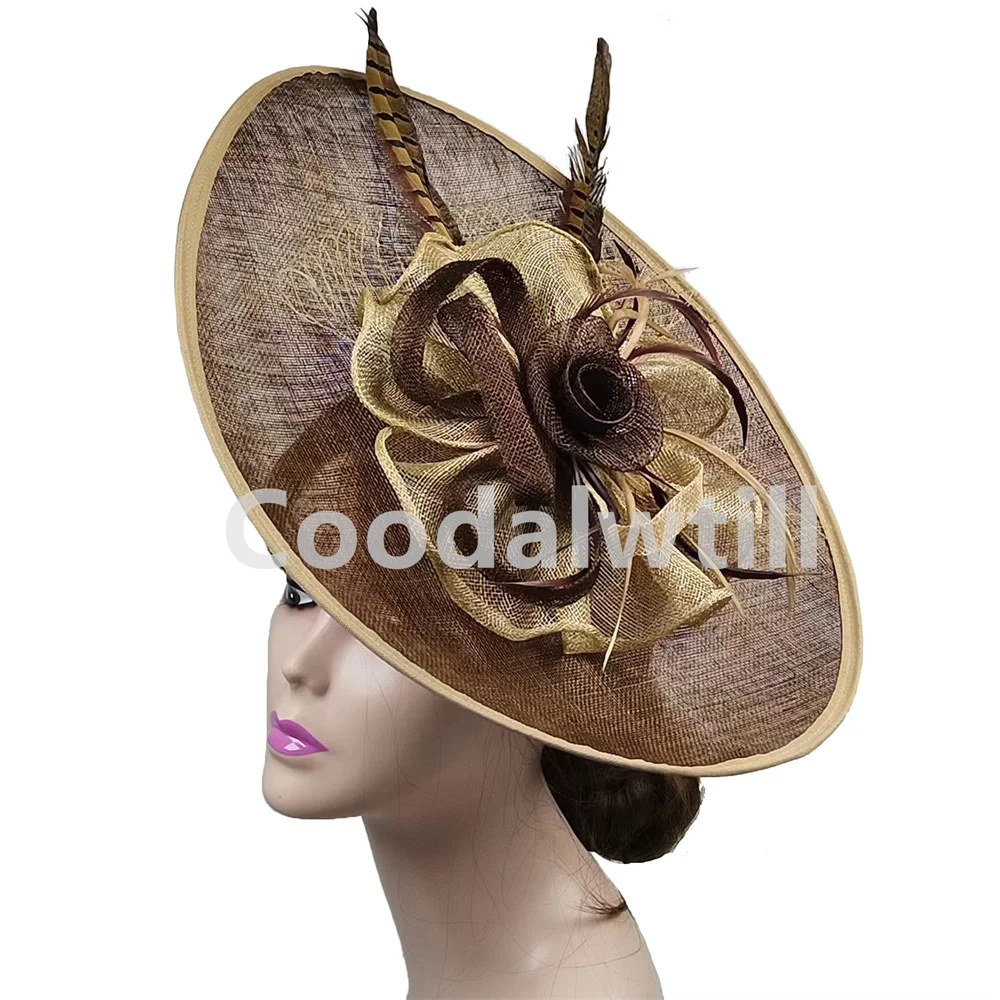 Big Derby Chic Fascinator Wedding Headpiece Large Elegant Women Church Party Millinery Cap Ladies Occasion Show Chapeau Cap