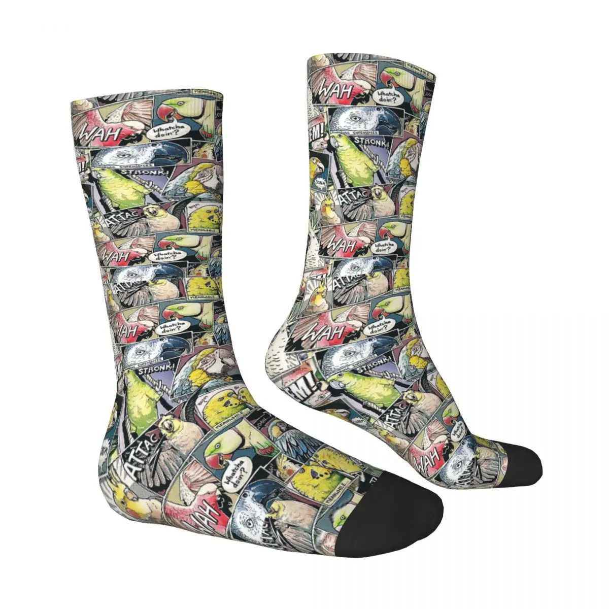 Parrots Comic Style Meme Socks Male Mens Women Summer Stockings Printed