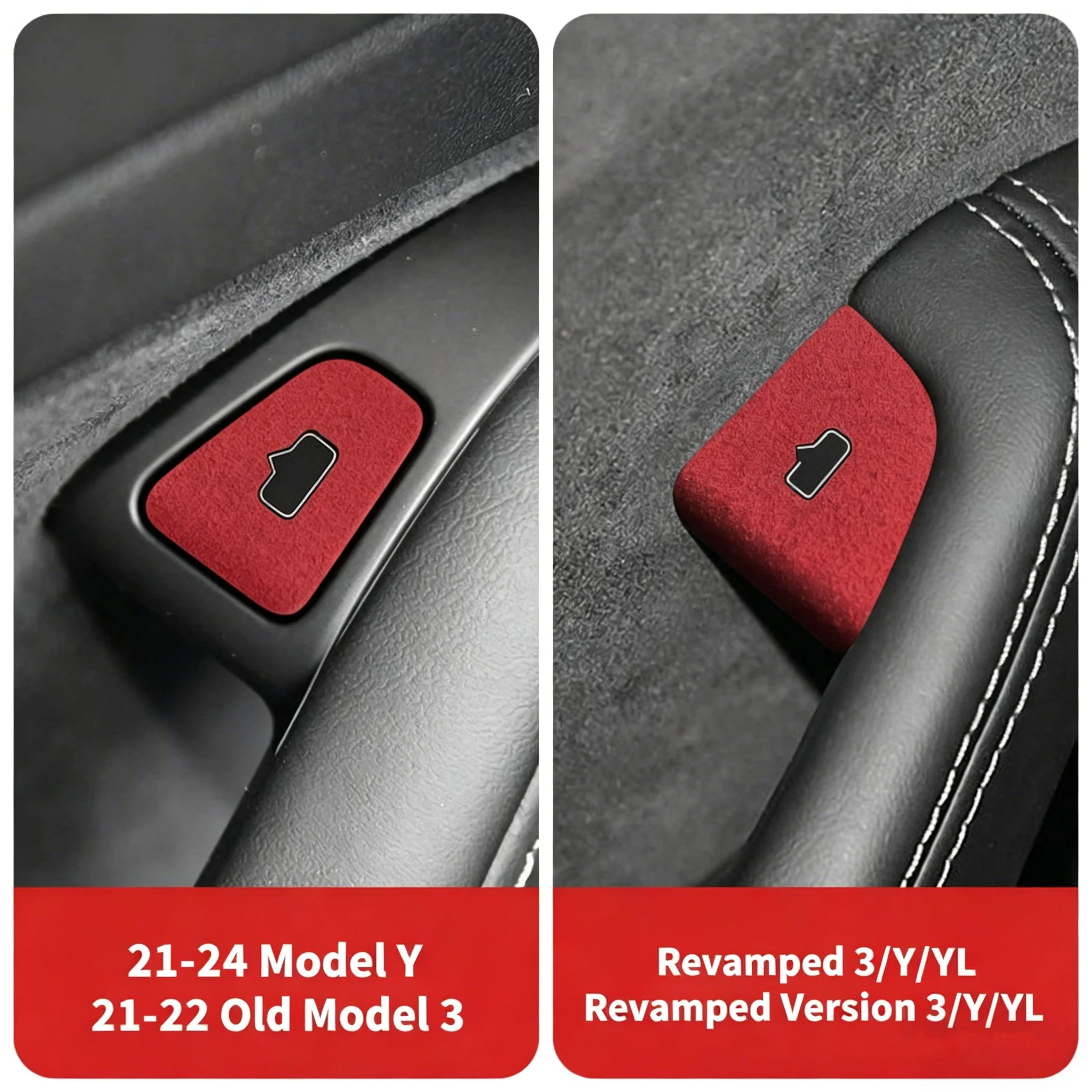 4PCS For Tesla Model 3 Highland 2025 Model Y Juniper 2025 Door Opening Button Sticker Door Window Button Car Auto Accessories