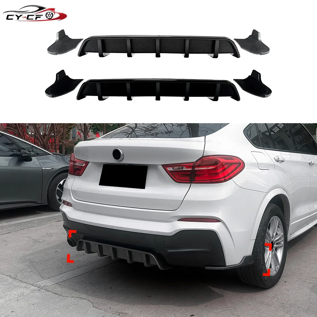 Rear Bumper Diffuser Lip for BMW X4 F26 M Sport 2014-2018 Spoiler Blade Guard Board Exterior Trim Canard Body Kits Auto Parts