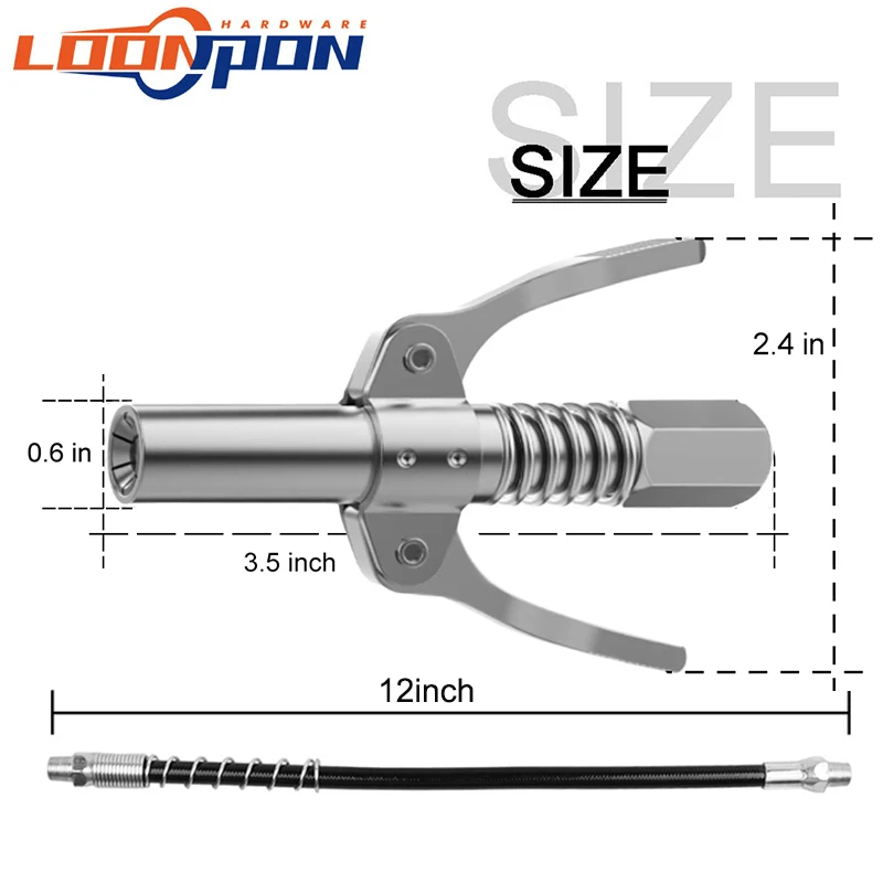 Loonpon Grease Gun Coupler Grease Coupler 10000PSI For Easy Lock-on Manual Air Electric Grease Gun Nozzle Grease Tool Tip