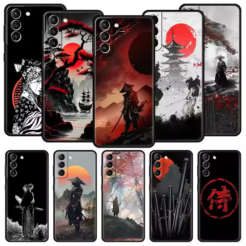 Japanese Bushido Samurai Phone Case For Samsung Galaxy S25 S24 S23 FE S22 Ultra S20 S21 5G S10 Plus S10E Soft Black Cover