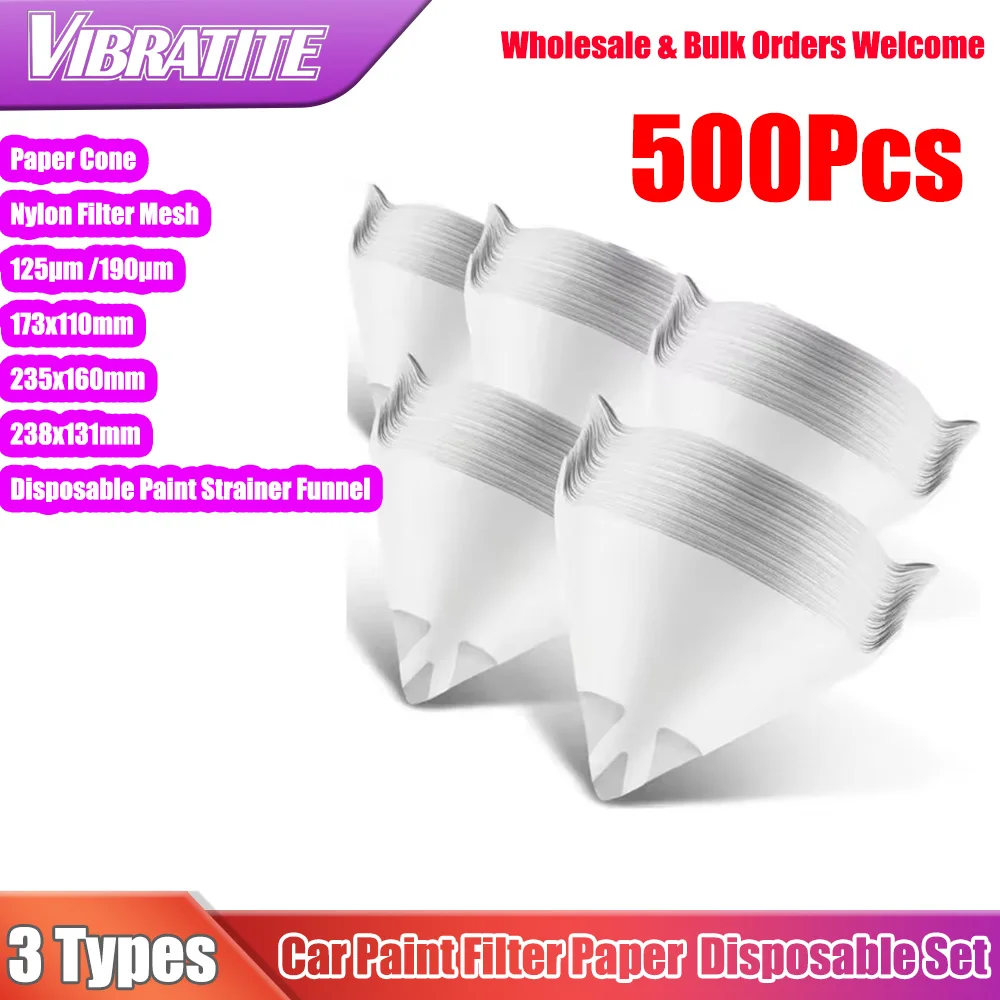 5-500Pcs Disposable Paint Strainers Paper Paint Filter Funnel 125/190/260 Micron Nylon Mesh Paint Filters for Automotive