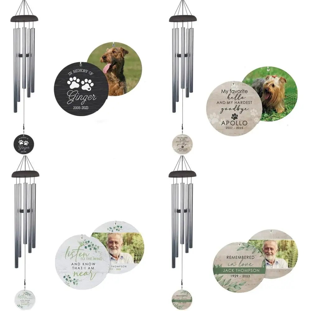 

heart-shaped paw print pet memorial wind chime, 42" tall, custom sympathy gift