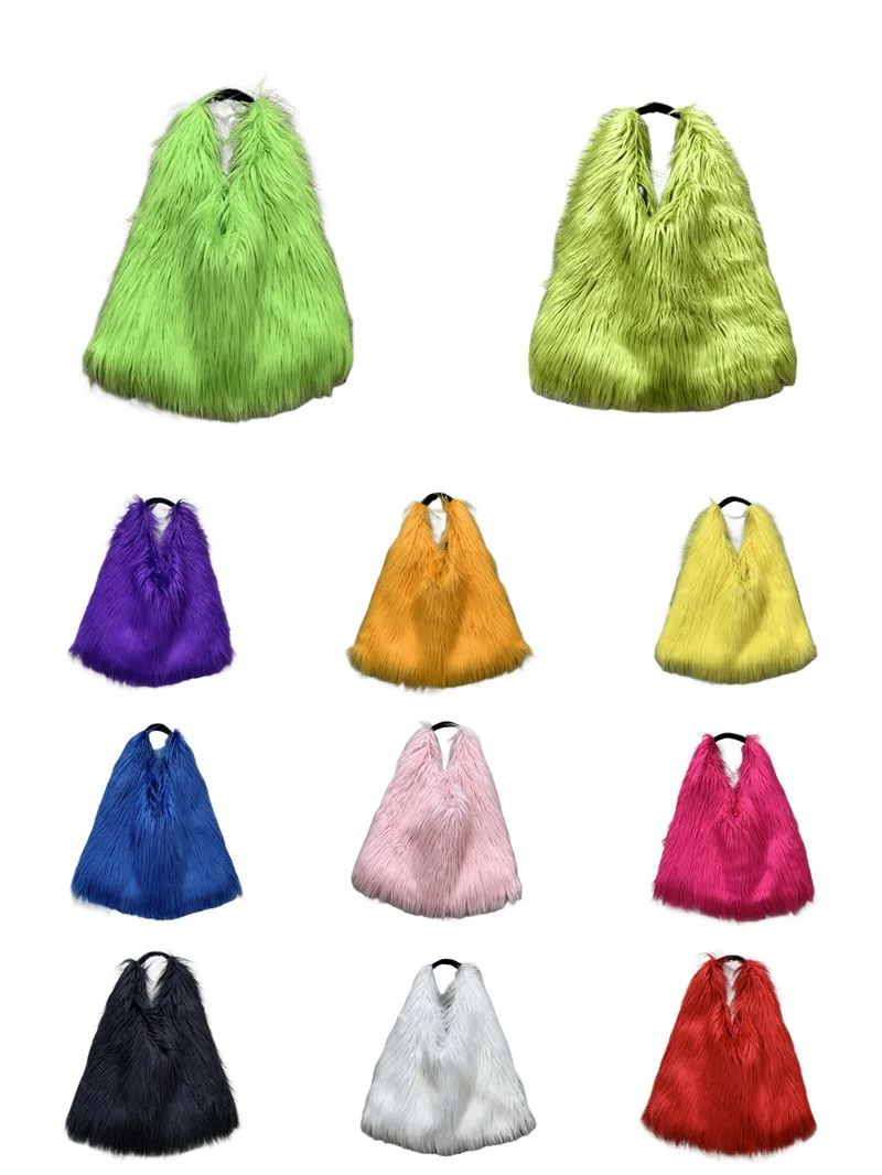 Sac fourre-tout de luxe en fausse fourrure pour femmes, sacs sous les bras, grande capacité, peluche douce, sacs à main en fourrure pour filles chaudes, hiver, Y2K